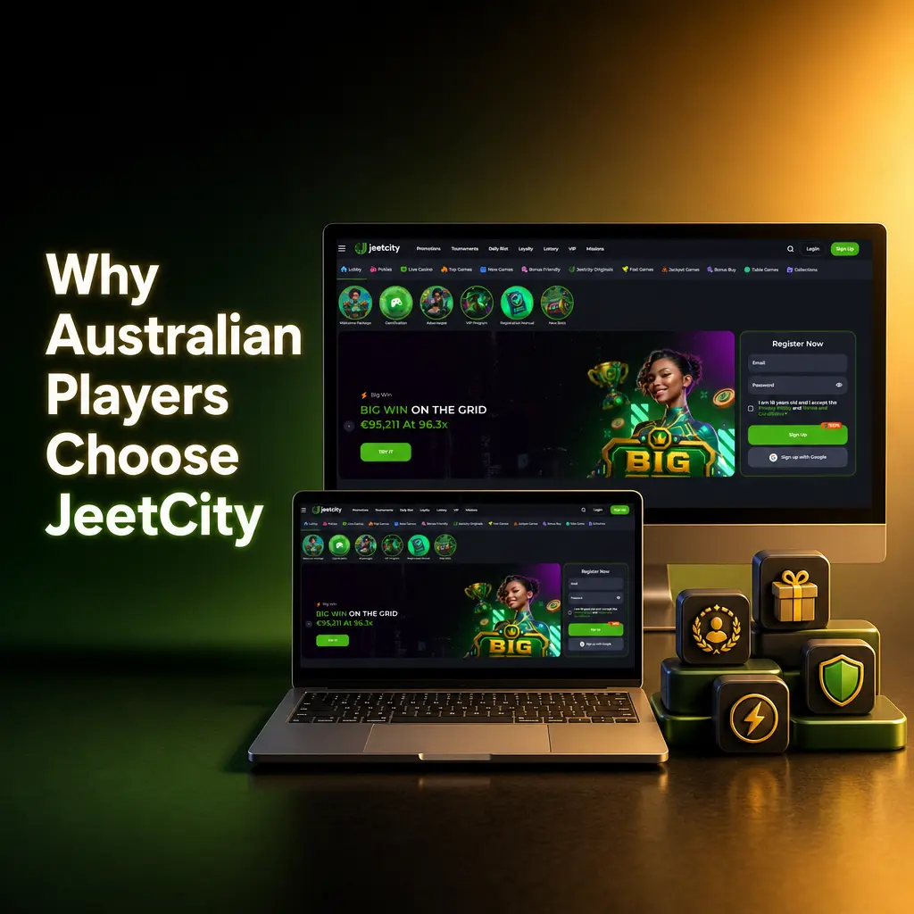 Australian players enjoying JeetCity casino with AUD support, 7000+ games, fast withdrawals, and 24/7 live chat
